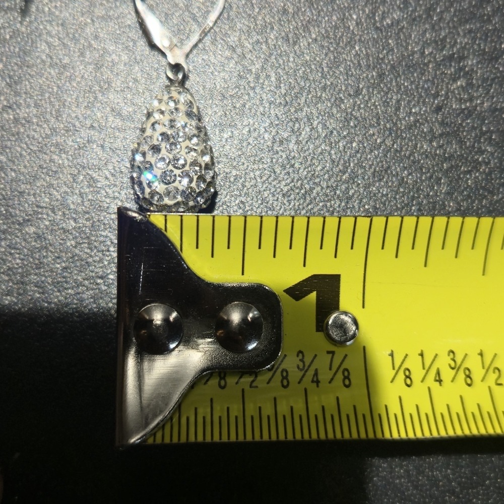 Vintage 925 Sterling Silver Leverback Earrings - Made With Swarovski Crystal - Picture 11 of 11